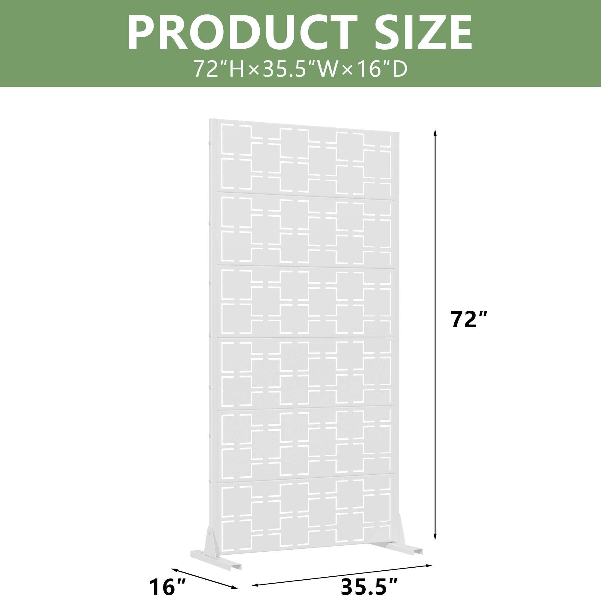 MAYEERTY 72x35x16 Inch White Galvanized Steel Privacy Screen, 6 Piece Set for Outdoor Garden