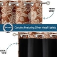 thumbnail image 3 of Vargottam Printed Blackout Curtains - Brown Botanical Design, Set of 2 Panels, 42 x 108 Inches - Room Darkening, Thermal Insulated Window/Door Drapes with Grommets, 3 of 9