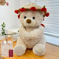 2026 New Cute Teddy Bear Plush Toy with Red Rose, Teddy Bear Stuffed Animal with a Cute Bouquet of Flowers, Romantic Teddy Bear Stuffed Animal for Girlfriend Boyfriend Mom(w)