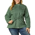 thumbnail image 1 of Agnes Orinda Women's Plus Size Stand Collar Zipper Denim Jacket, 1 of 6
