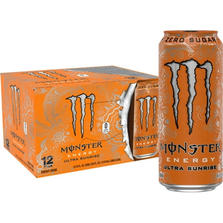 (12 Cans) Monster Ultra Sunrise, Sugar Free Energy Drink, 16 fl oz