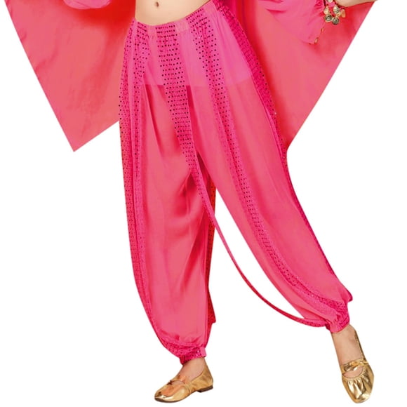 HNMKIU Elegant Sequin Dance Performance Pants for Women Chiffon Casual Bottoms for Belly Dancing and Stage Shows