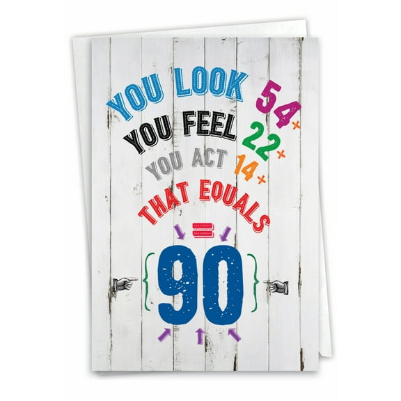 1 Funny Birthday Card with Envelope - Age Equation Milestones 90 C9062MBG
