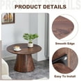 thumbnail image 3 of LUFTUT 25.6" Round Coffee Table, Modern Wood-Look Pedestal Coffee Table with 1" Thick Engineered-Wood Top, Mid-Century Center Table for Living Room, 300 lb Capacity (Brown), 3 of 7