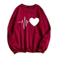 thumbnail image 4 of Bowake T-Shirts de la Saint-Valentin pour Femmes Col Rond Manches Longues T-Shirt Cœur Décontracté Mode Décontractée Chandail en Molleton Cadeaux pour Femmes, 4 of 4