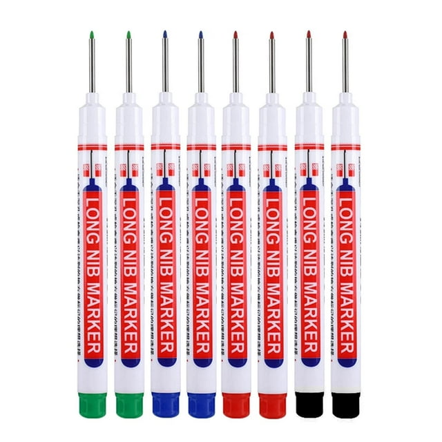 Rotuladores de Alcance Profundo de Cabeza Larga Multiusos, Herramienta de Carpintería, de Carpintero de Punta Larga de 20mm, Hardware de , 8 piezas-negro rojo, 13,5 cm perfecl Marcadores de cabeza larga
