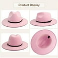 thumbnail image 6 of Dream Lifestyle Vintage Solid Color Felt Wide Brim Bowler Fedora Hat Winter Floppy Women Cap, 6 of 8