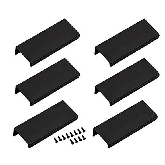 Lc Lictop Tirador De Borde De Dedo De Montaje Trasero Tirador Oculto De Aleación De Aluminio Negro De 80 Mm/3,15" para Gabinete De Cajón De Puerta De Cocina Casera (6 Piezas)
