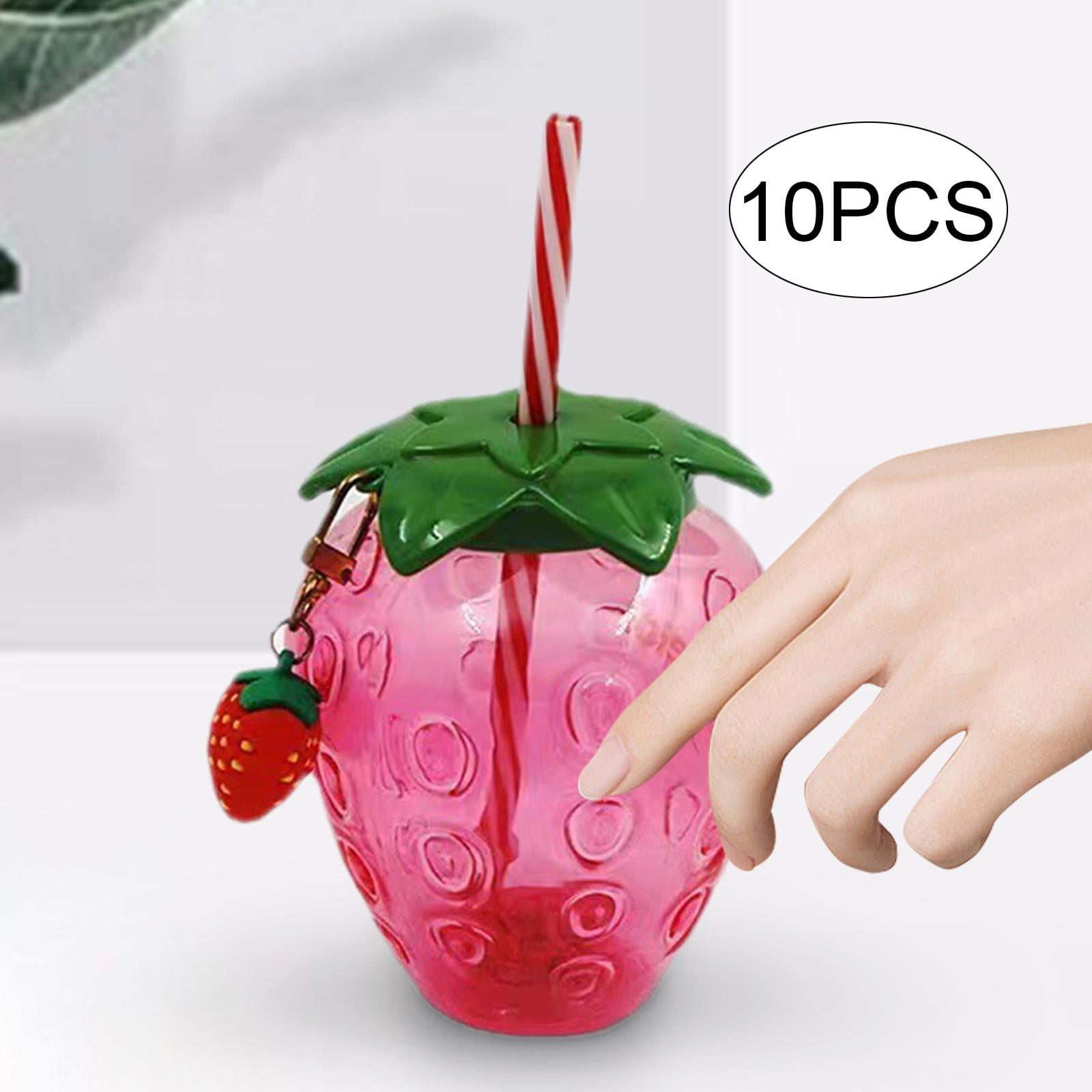Tachiuwa 10x Strawberry Sippy Cup with Straw for Kids for Hawaiian Household Birthday Pink Keychain