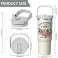 thumbnail image 5 of 1pc Book Lover 30oz Tumbler with Straw & Handle - Insulated Stainless Steel Cup | Holiday Gift for Man Women (Christmas, Valentine's, Birthday), 5 of 7