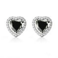 thumbnail image 2 of Paris Jewelry 24k White Gold Plated Halo Heart Black Sapphire Stud Earrings Jewelry Gift for Women, 2 of 4