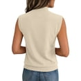 thumbnail image 4 of Sleeveless Knit Mock Neck Sweater Top for Women Casual Pullover Ribbed Hem Lightweight Soft Fabric Relaxed Fit Beige L, 4 of 4