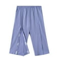 thumbnail image 2 of Women's Soft Cotton Fully Open 3/4 Pants, Easy To Wear And Take Off, Postoperative Care Clothing | TruBelle,Blue L, 2 of 4