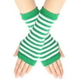 thumbnail image 2 of Unisex Fingerless Gloves with Thumb Hole Pinstripe Design Warm Wrist Cuffs, 2 of 3