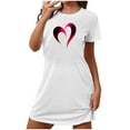 thumbnail image 2 of FDGIU Women's Valentine Heart Printed Nightgown - Short Sleeve Sleepshirt Pajama Dress Loungewear Wear S-2XL, 2 of 3