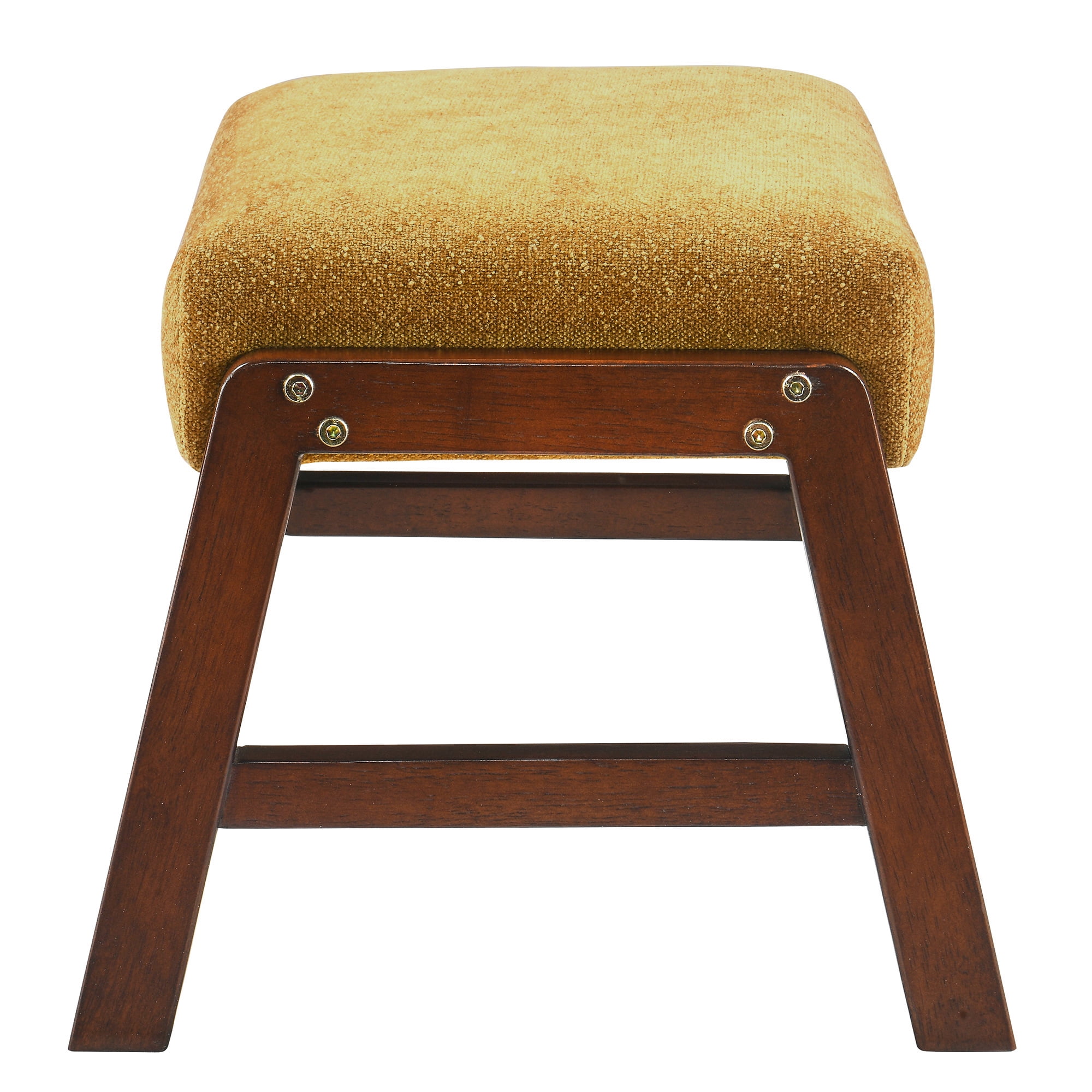 Small Footstool Ottoman, Fabric Wooden Foot Rest Ottoman with Wood Legs, Small Foot Stool Sofa Footrest Extra Seating for Living Room Entryway Office, Turmeric