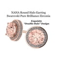 thumbnail image 5 of NANA Simulated Morganite Pure Brilliance Zirconia Round Halo Earrings Sterling Silver - Rose Gold Plated, 5 of 6