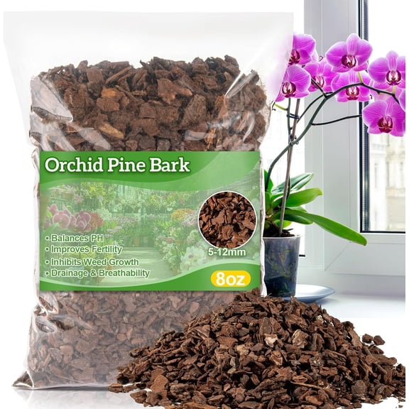 8OZ Orchid Bark Planting Soil - Orchid Potting Mix (5-12 MM)