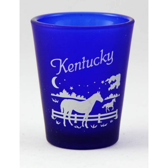 Kentucky Cobalt Blue Frosted Shot Glass