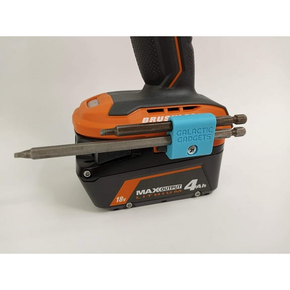 Side Mounted MAGNETIC Bit Holder for Makita 18V, Ryobi 18V, Ridgid or Bosch - Drills, Drivers, Impacts Blue - Galactic Gadgets