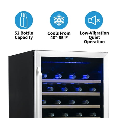 NewAir - 24" Built-In 52 Bottle Compressor Wine Fridge with Precision Digital Thermostat - Stainless Steel