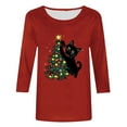 thumbnail image 4 of LEKWK Ladies Christmas Sweaters Xmas Tree Crew Neck 3/4 Sleeve Tops Christmas Sweaters for Women 2025 Tunic Christmas Sweater Women, 4 of 5