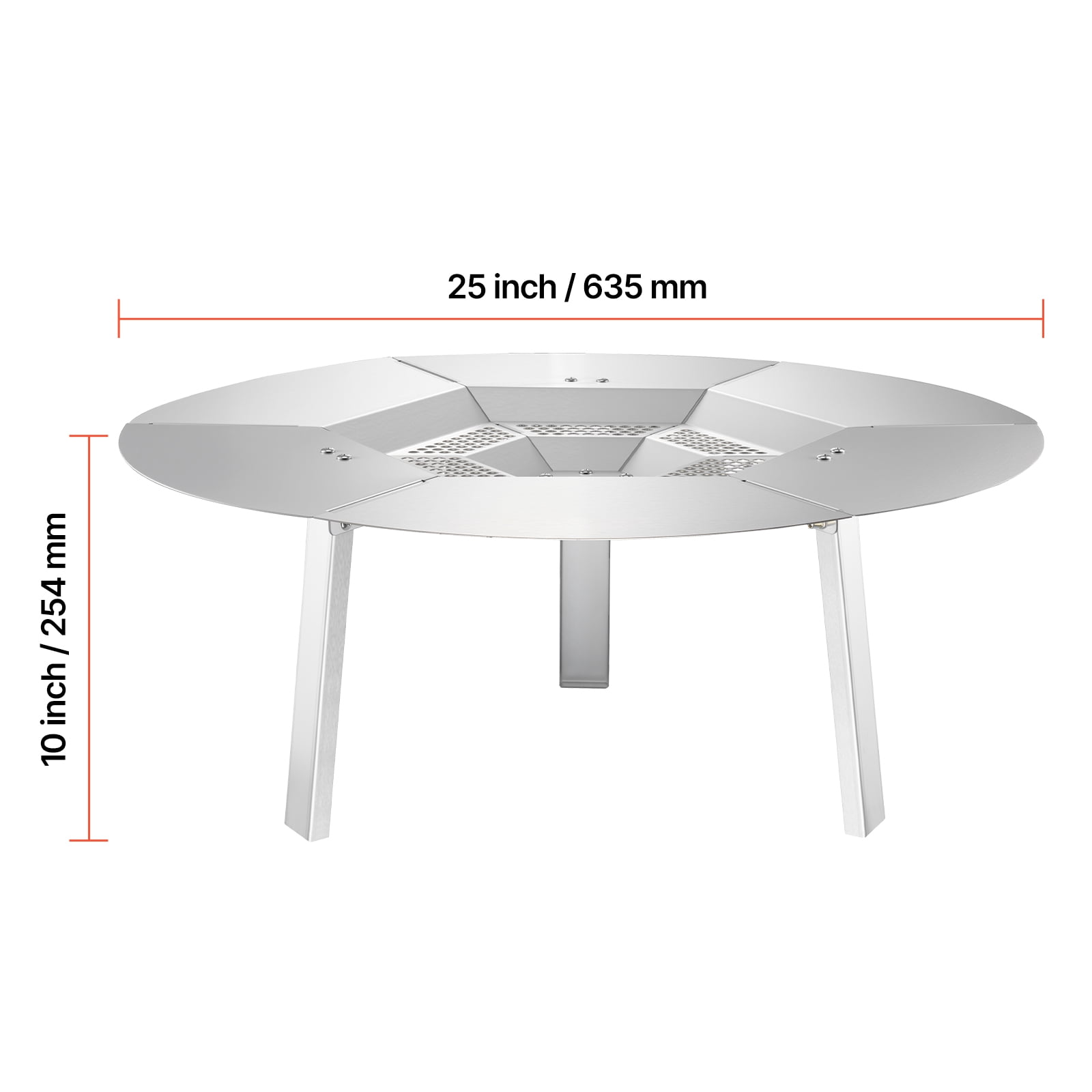 KFFKFF 25-Inch Fire Pit Heat Deflector for Wood Burning Fire Pits, Round Heat Diffuser with 304 Stainless Steel Construction, Detachable Cover for Outdoor Camping and Bonfire Accessories