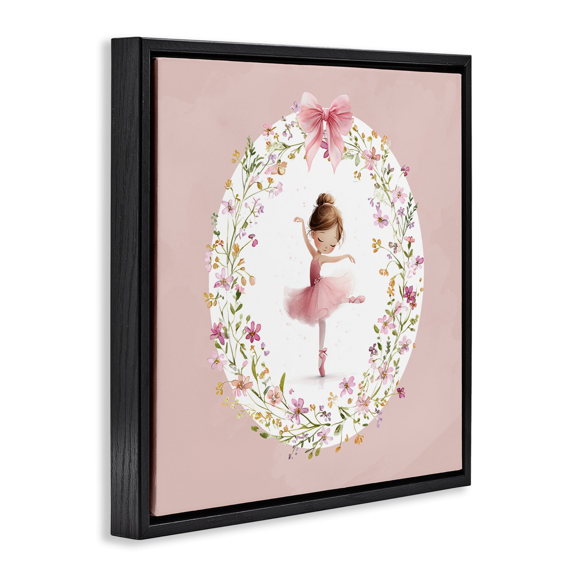 Stupell Industries Ballet Dancing Princess Black Framed Floater Canvas Wall Art, design by Christine Simpson Art