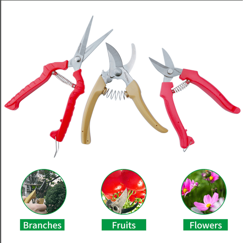 LittleClover Garden Pruning Shears Set, Stainless Steel Blades Hand
