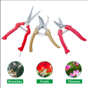 LittleClover Garden Pruning Shears Set, Stainless Steel Blades Hand Trimmer Scissors, 3 Pack Kit of Gardening Plant Cut Clippers