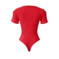 thumbnail image 4 of Double Lined Long Sleeve Bodysuits for Women Scoop Neck Thong Short Bodysuit Tops Seamless, 4 of 4