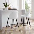 thumbnail image 2 of Counter Stool Chair, Set of 2, Fabric, Metal, White, Modern Contemporary Urban Design, Bar Pub Cafe Bistro Hotel Restaurant Hospitality, 2 of 10