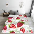 thumbnail image 5 of Strawberry Throw Blanket Fresh Strawberry Pattern Soft Cozy Flannel Lightweight Warm Travel Couch Blankets for Bed Living Room Decor Gifts for Kids Adults 80""x60"", 5 of 6