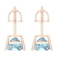 thumbnail image 4 of Clara Pucci 3Ct Natural Aquamarine Princess Cut VVS1 Screw Back Stud 18k Solid hypoallergenic Gold Designer Earrings For March, 4 of 7
