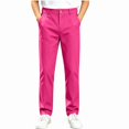 thumbnail image 2 of HAOTAGS Boys School Uniform Pants, Elastic Waist Casual Soft Classic Flat Front Trousers Hot Pink Size 14, 2 of 9