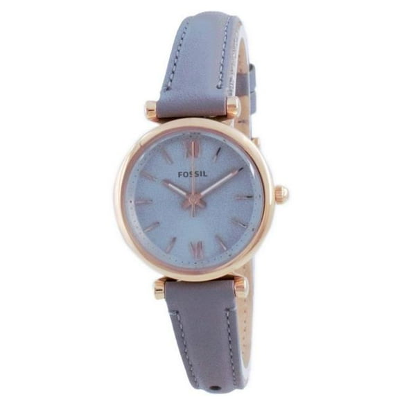 Fossil ES5068 Carlie Mini Grey Dial Leather Quartz Women Watch, Blue
