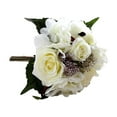 thumbnail image 2 of mmirethe Artificial Flowers Bouquet Fake Hydrangea Heads Realistic Roses Party Home Decorative Table Wedding Display Decoration White, 2 of 6
