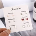 thumbnail image 3 of Grandest Birch 6 Pairs Women Snowflake Heart Star Leaf Faux Gem Ear Stud Earrings Jewelry Gift Alloy, Faux Gem Clear, 3 of 8