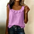thumbnail image 5 of Gaexia Casual Round Neck Lace Short Sleeve Blouse Soft Everyday Basic Top Women's T-Shirt (Light Purple,L), 5 of 7
