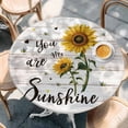 thumbnail image 2 of Yellow Sunflowers Round Tablecloth, Fitted Table Cover with Elastic for 36"-44" Round Tables, Summer Botanical Country Wood Grain Table Cloth Outdoor Indoor Dinning Party Waterproof Tablecloths, 2 of 7