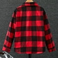 thumbnail image 5 of Splozh Jackets for Girls Boys and Girls Long Sleeved Checkered Shirt Retro Color Blocked Cardigan Fashionable and Versatile Lapel Top Jacket Red,13-14 Years, 5 of 5