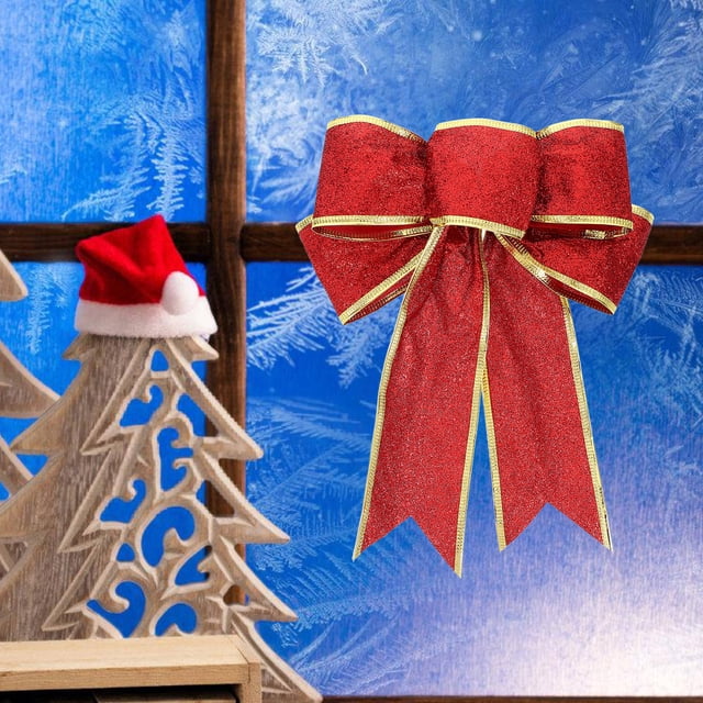 Houderco 6Ud Moños Navideños Decorativos Para Árbol Con Brillo Y Para Fiestas