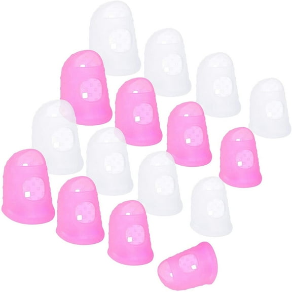 16 Pcs 4 Sizes Finger Tips,Anti-Slip and Reusable Fingertip Covers,Silicone Guard Pads for Paper Sorting,Breathable Guitar Fingertip Protector,Thimble Finger Protectors for Collating,Sewing