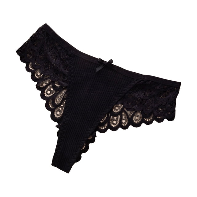 Gibobby Tangas de mujer sexy Bragas de mujer, Tanga, conjunto de colores, lencería opcional, bragas de Tanga de encaje con lados de flores huecas(Negro,G)