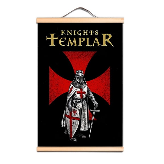 Vintage Knights Templar Art Poster Wall Chart - Upgrade Your Room Wall Decor with This Armor Warrior Canvas Scroll Painting 0,Multicolor,11.8X17.7 inches