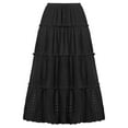 thumbnail image 3 of Mnyycxen Women's Lace Embroidery Eyelet Skirts High Elastic Waisted Tiered A-Line Maxi Skirt Flowy Swing Boho Skirts, 3 of 4