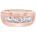 thumbnail image 3 of AFFY 1 Carat Moissanite Diamond Five Stone Wedding Band Ring for Men 14K Rose Gold over Silver-8.5, 3 of 6