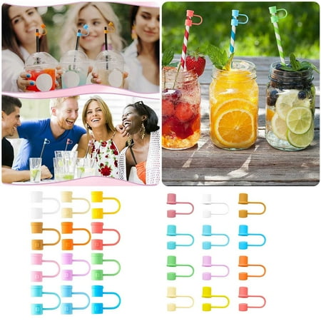

straw caps covers halloween Good compatibility lovely gift lid Easy to use gifts Silicone Straw Plug Candy Color Cap Recyclable Sleeve 12pc