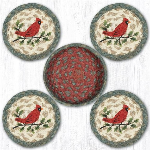 Earth Rug 29-CB025HC 5 x 5 in. CNB-25 Holly Cardinal Coasters in a Basket