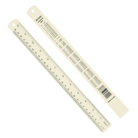 Uxcell 30cm/12" Metal Ruler, 2 Pack Aluminum Alloy Rulers with Centimeters, Millimeters, Inches and Conversion Table Straight Edge Ruler for Writing Machinist Drafting, Beige